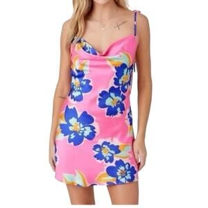 Vestique Hot Pink Floral Mini Dress size Medium